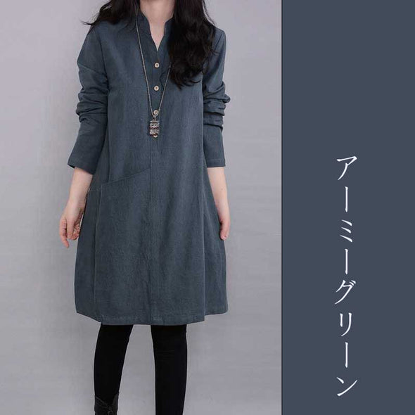 大人チュニック　ロングシャツ　無地　綿麻　楽ちん　人気　おしゃれシャツ