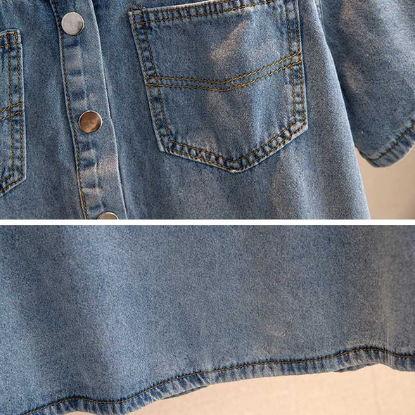 【2XL~6XL】デニムワンピース　大きいサイズ　おしゃれ　サンドウォッシュ