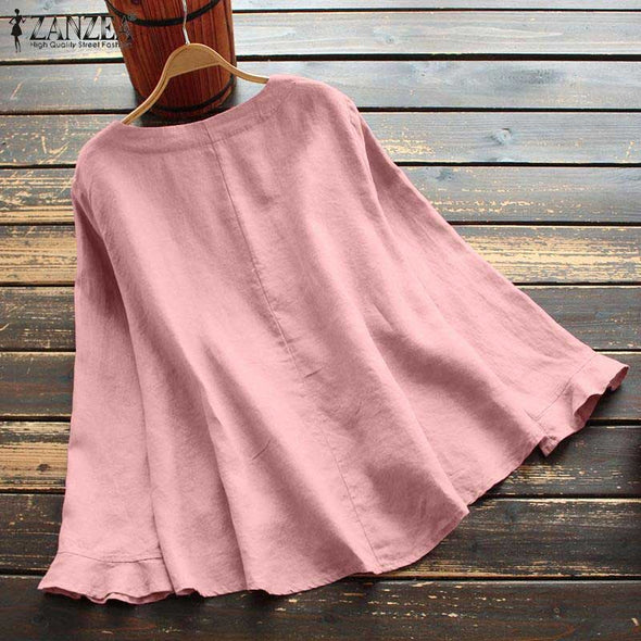 【Ｓ～5XL】大人ファッション　フレア裾　ゆるシルエット　楽ちん　無地　ブラウス