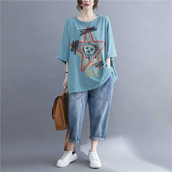 夏定番　韓国風　ゆるシルエット　おしゃれTシャツ　中袖　ゆったり　かわいいTシャツ　大きいサイズトップス