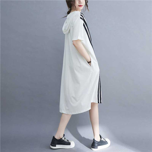 大人カジュアル　重ね着風　ロングトップス　半袖　夏トップス　チュニックワンピース