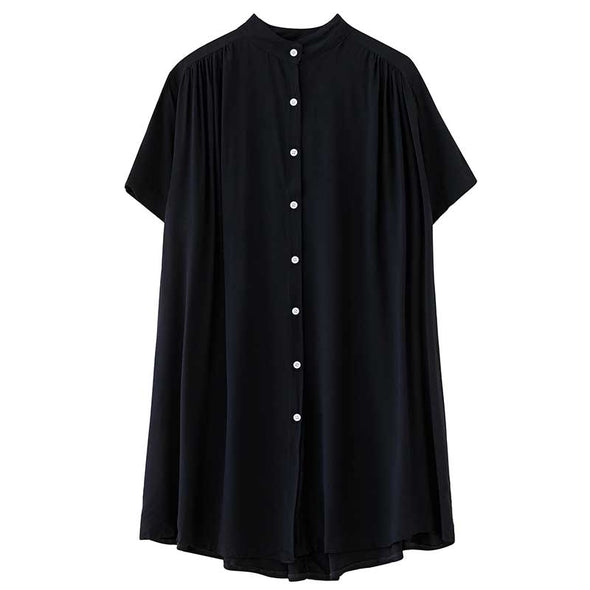 大人かわいい　夏シャツ　フレア裾　タック入り　肌さわり良い　おしゃれシャツ