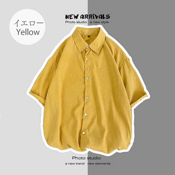 【M~5XL】多色展開　ゆったり　おしゃれシャツ　人気　夏定番　無地　合わせやすいシャツ