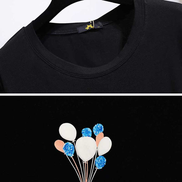 レディースTシャツ　ゆるシルエット　おしゃれTシャツ　刺繍入り　かわいい半袖Tシャツ