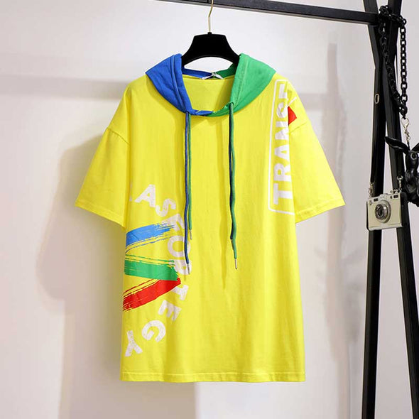 レディースTシャツ　フード付きTシャツ　ゆるシルエット　おしゃれTシャツ