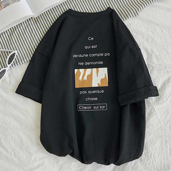 レディースTシャツ　夏おしゃれTシャツ　カッコイイロゴ　ゆるシルエット　