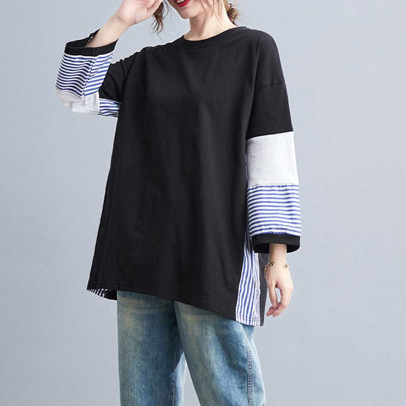 大人カジュアル　春夏Ｔシャツ【2XL～6XL】切替　ゆるシルエット　おしゃれトップス　9分袖Tシャツ