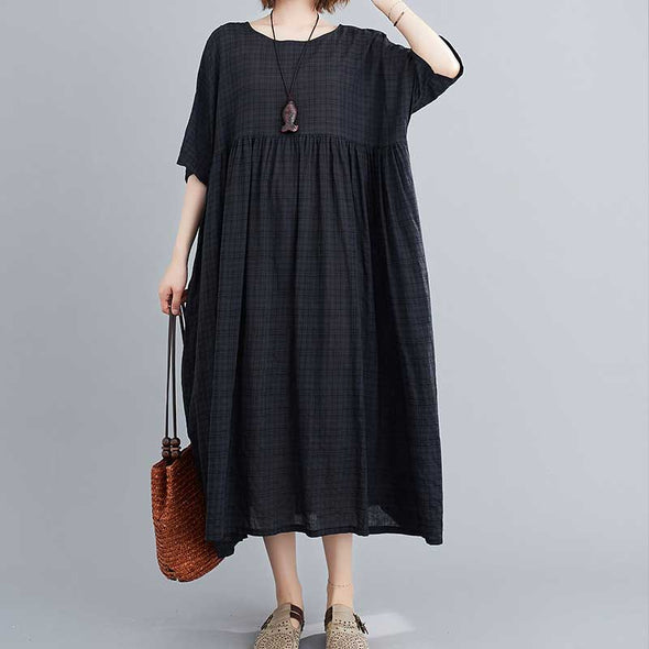 大人カジュアル　チェック柄　ゆったりサイズ　楽ちん　夏ワンピース