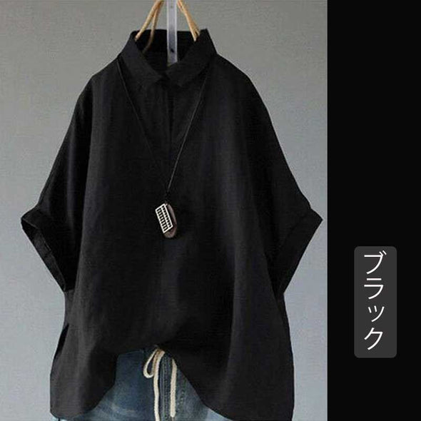 大人カジュアル　無地シャツ　おしゃれシャツレディース　シンプル　4L 5Lブラックシャツ　ホワイトシャツ
