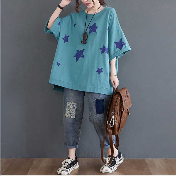 大人カジュアルＴシャツ　韓国風　プリント　ゆるシルエット　夏半袖Ｔシャツ