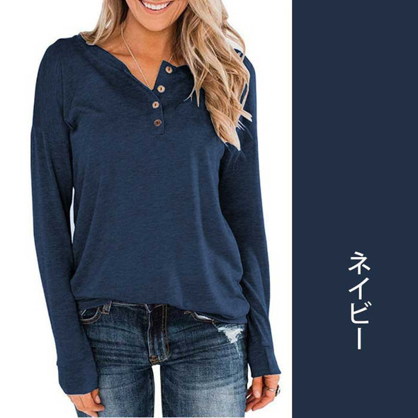 大人カジュアル　多色展開　無地　おしゃれトップス　春秋　長袖Tシャツ