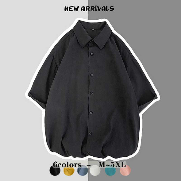 【M~5XL】多色展開　ゆったり　おしゃれシャツ　人気　夏定番　無地　合わせやすいシャツ