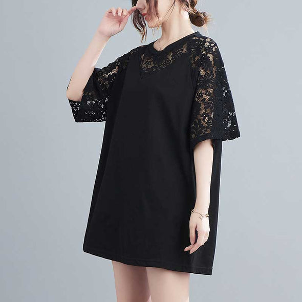 韓国ファッション　透かし彫り　通気性　着瘦せ　おしゃれ夏ブラウス　半袖Ｔシャツ