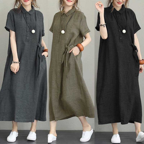 大人可愛いワンピース【S~5XL】大人カジュアル　ロングワンピース　半袖ワンピース