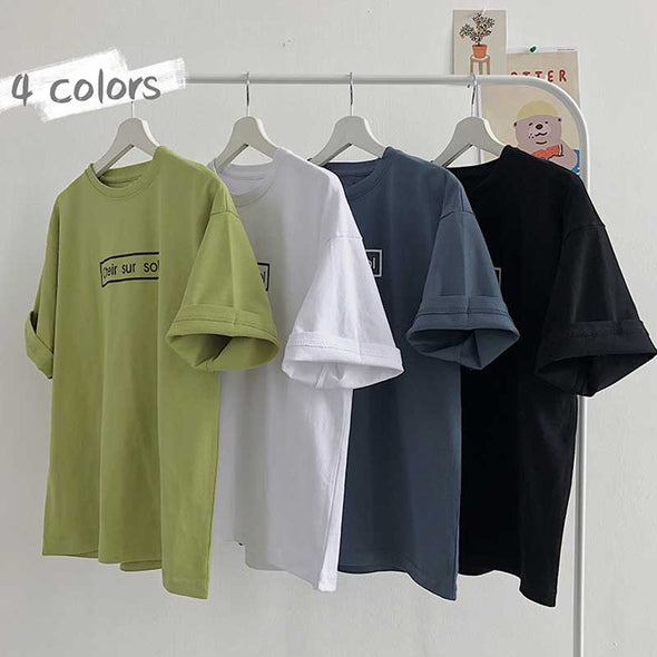 レディースTシャツ　夏おしゃれTシャツ　カッコイイロゴ　ゆるシルエット　