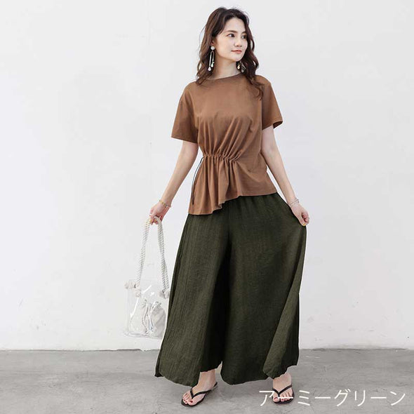 大人ガウチョパンツ　おしゃれパンツ夏　16色展開　人気ガウチョパンツ　楽ちん　ワイド風　おしゃれ夏ボトムス　パンツ
