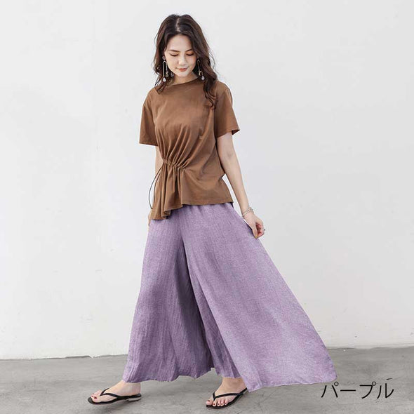 大人ガウチョパンツ　おしゃれパンツ夏　16色展開　人気ガウチョパンツ　楽ちん　ワイド風　おしゃれ夏ボトムス　パンツ