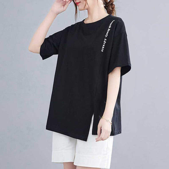 大人カジュアル　大きいサイズトップス　アシメ裾　ゆるシルエット　おしゃれTシャツ