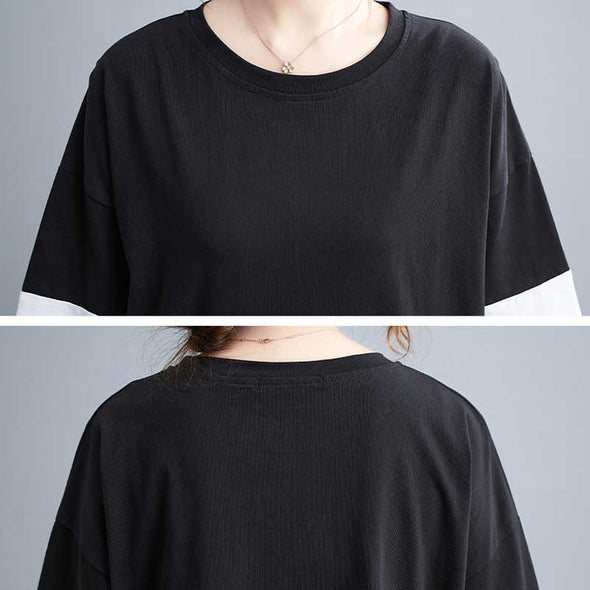 大人カジュアル　春夏Ｔシャツ【2XL～6XL】切替　ゆるシルエット　おしゃれトップス　9分袖Tシャツ