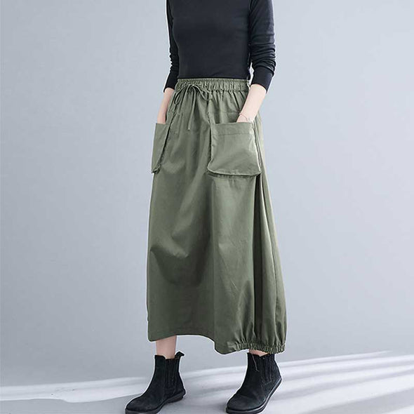 無地　春夏コーデ　ロングスカート　ウエストゴム　