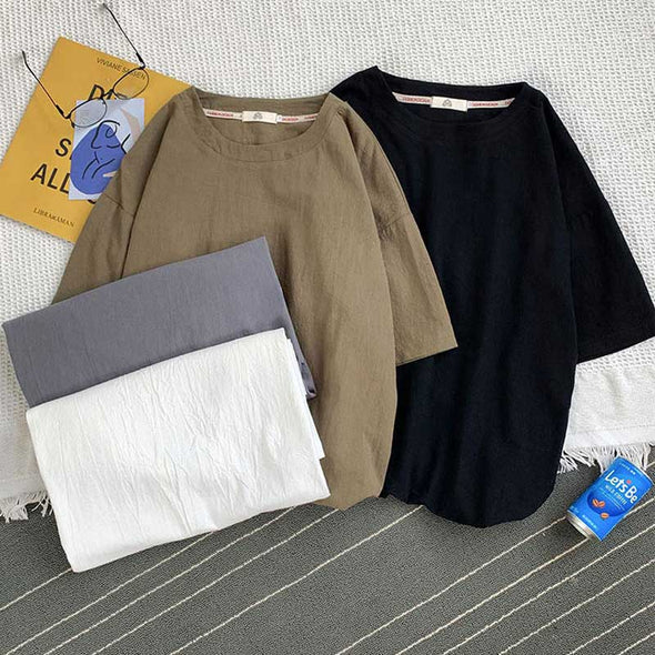 シンプル無地Tシャツ　【Ⅿ~5XL】無地　シンプル　ゆったり　夏トップス　おしゃれＴシャツ
