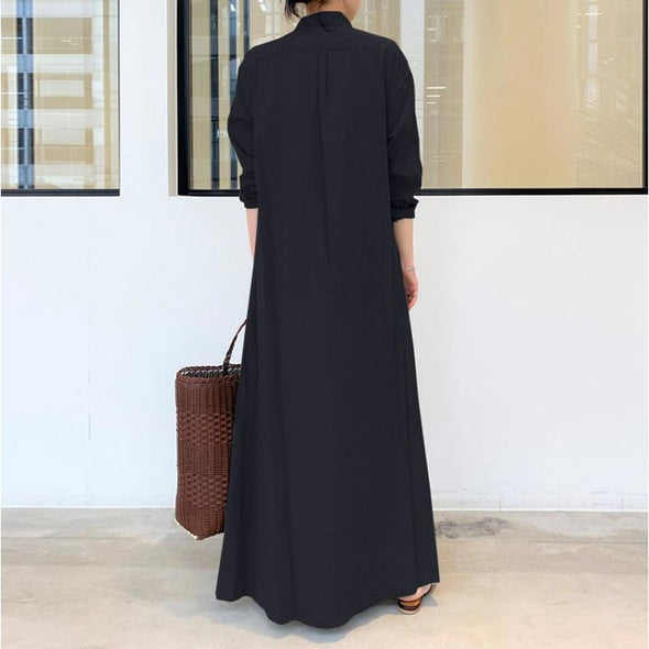 大人カジュアル　おしゃれロングシャツワンピース　ロングワンピース　マキシシャツワンピース