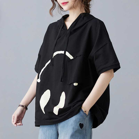 カジュアル　夏Tシャツ　ゆるシルエット　プロント　フード付き　おしゃれTシャツ