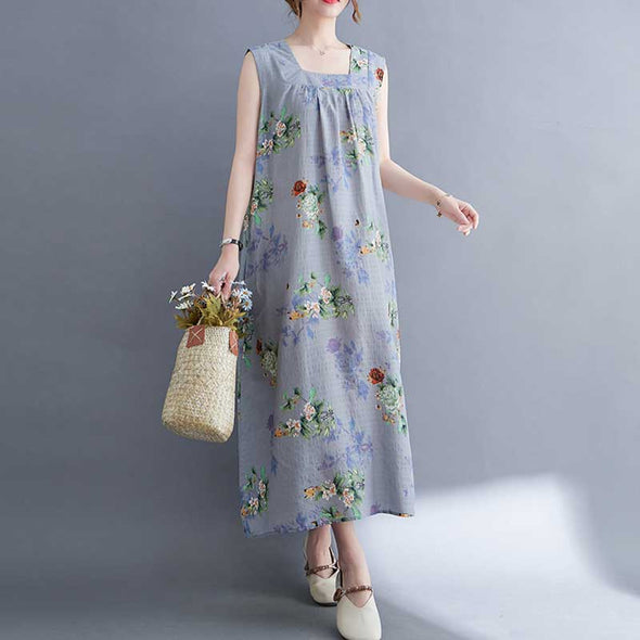 前後２way　Vネック　スクエアネック　エスニック　夏ワンピース　ジレワンピース