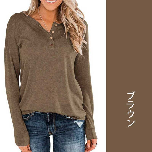 大人カジュアル　多色展開　無地　おしゃれトップス　春秋　長袖Tシャツ