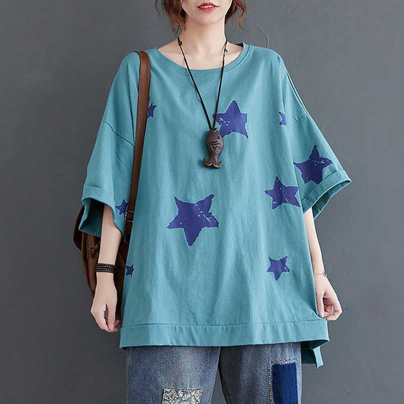 大人カジュアルＴシャツ　韓国風　プリント　ゆるシルエット　夏半袖Ｔシャツ