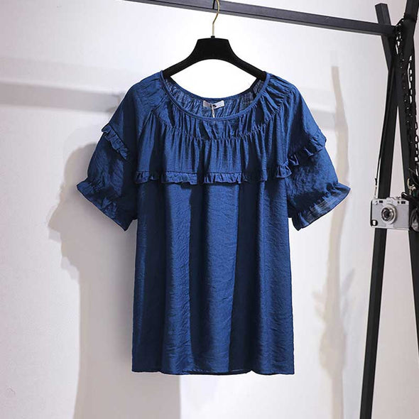 【2XL~6XL】フレア裾　大きいサイズ　無地　大人ファッション　おしゃれ　かわいいブラウス