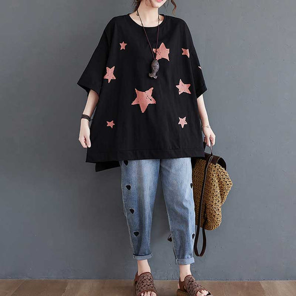 大人カジュアルＴシャツ　韓国風　プリント　ゆるシルエット　夏半袖Ｔシャツ