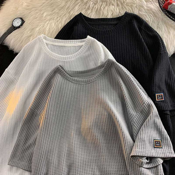 ニットＴシャツ　通気性良い　無地　シンプルおしゃれ夏Ｔシャツ　 お尻すっぽり
